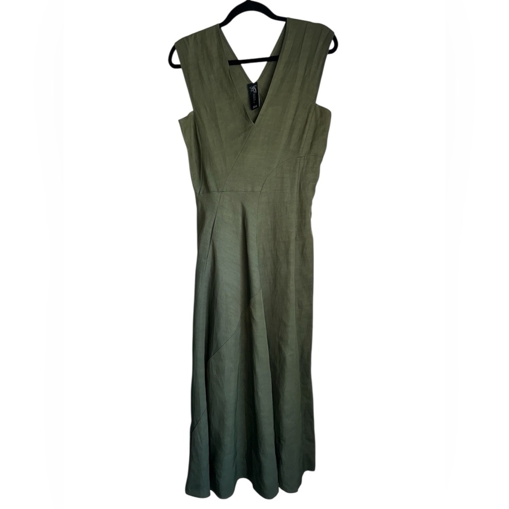 Zero + Maria Cornejo Eve Mosa Dress green‎ midi Sleeveless Sculptural Size 4
